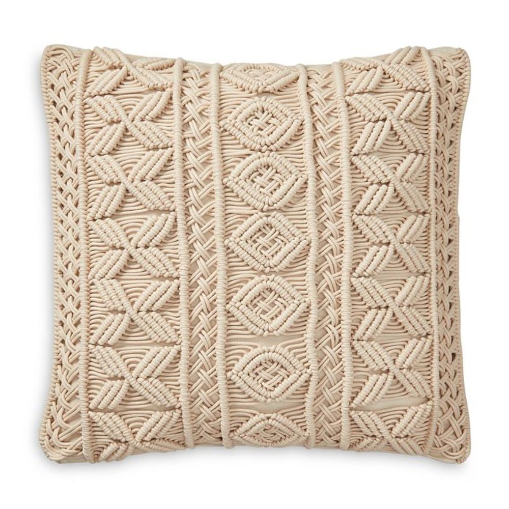 Ralph Lauren Meadow Macrame Sand Decorative Throw Pillow Cecily Collection